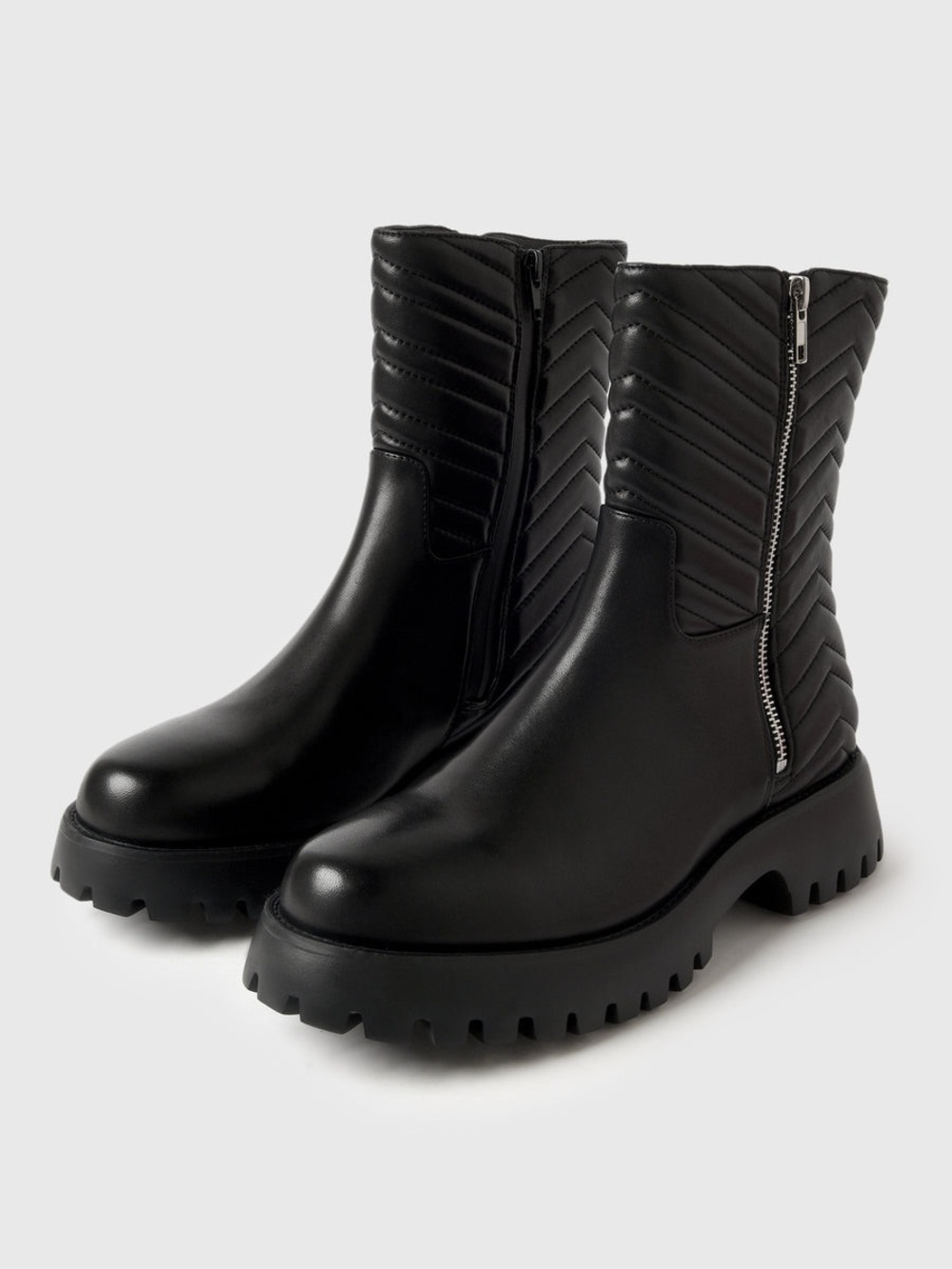 Classic Quilted Black Leather Ankle Boots